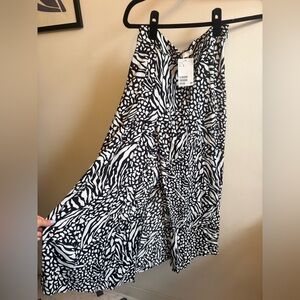 NWT H&M Animal Print Midi Skirt in Black & White
